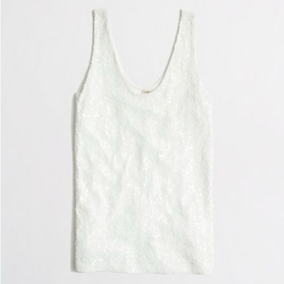 J CREW Ivory Sequin Tank Top - Picture 2 of 7